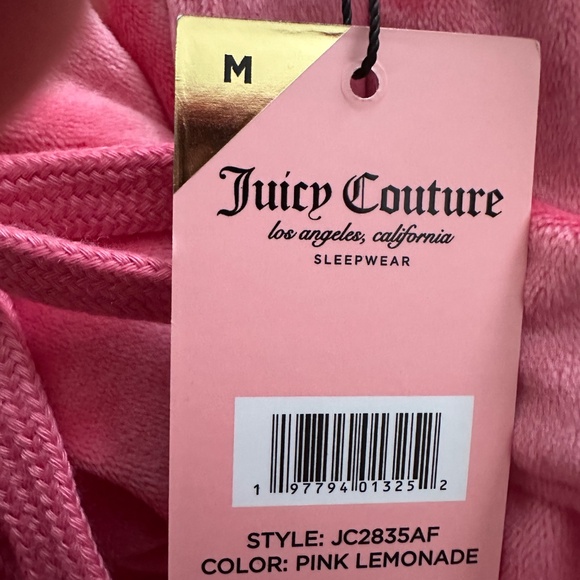 New JUICY COUTURE Velour OG Big Bling Sweatpants in Pink lemonade Size Medium - - Picture 5 of 7